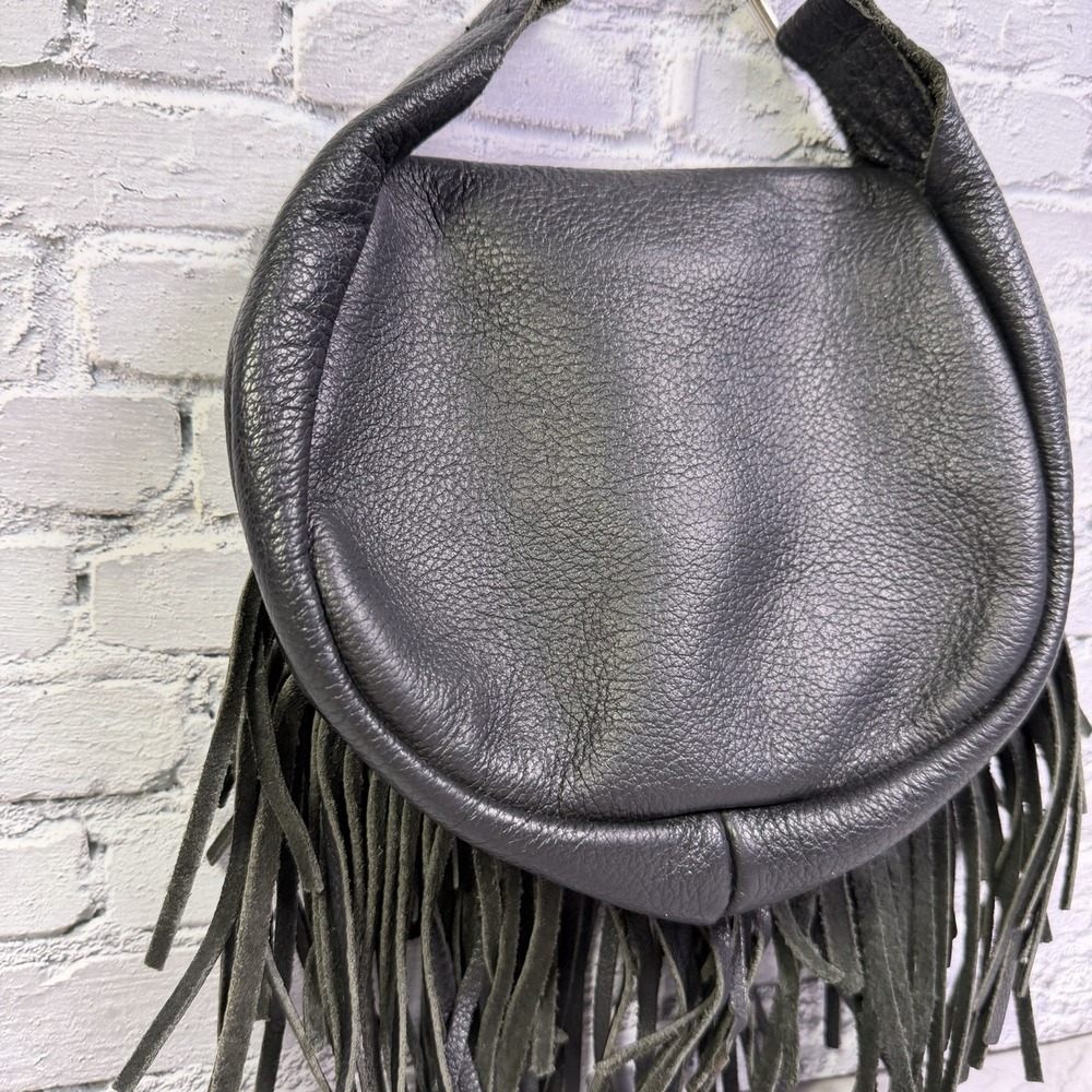 Vintage Harley Davidson Leather Fringe Hip Bag Purse Black Shoulder Bag No Strap - Picture 7 of 15